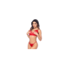 Ensemble sexy 3 pièces peek-a-boo en dentelle avec string et porte-jarretelles 